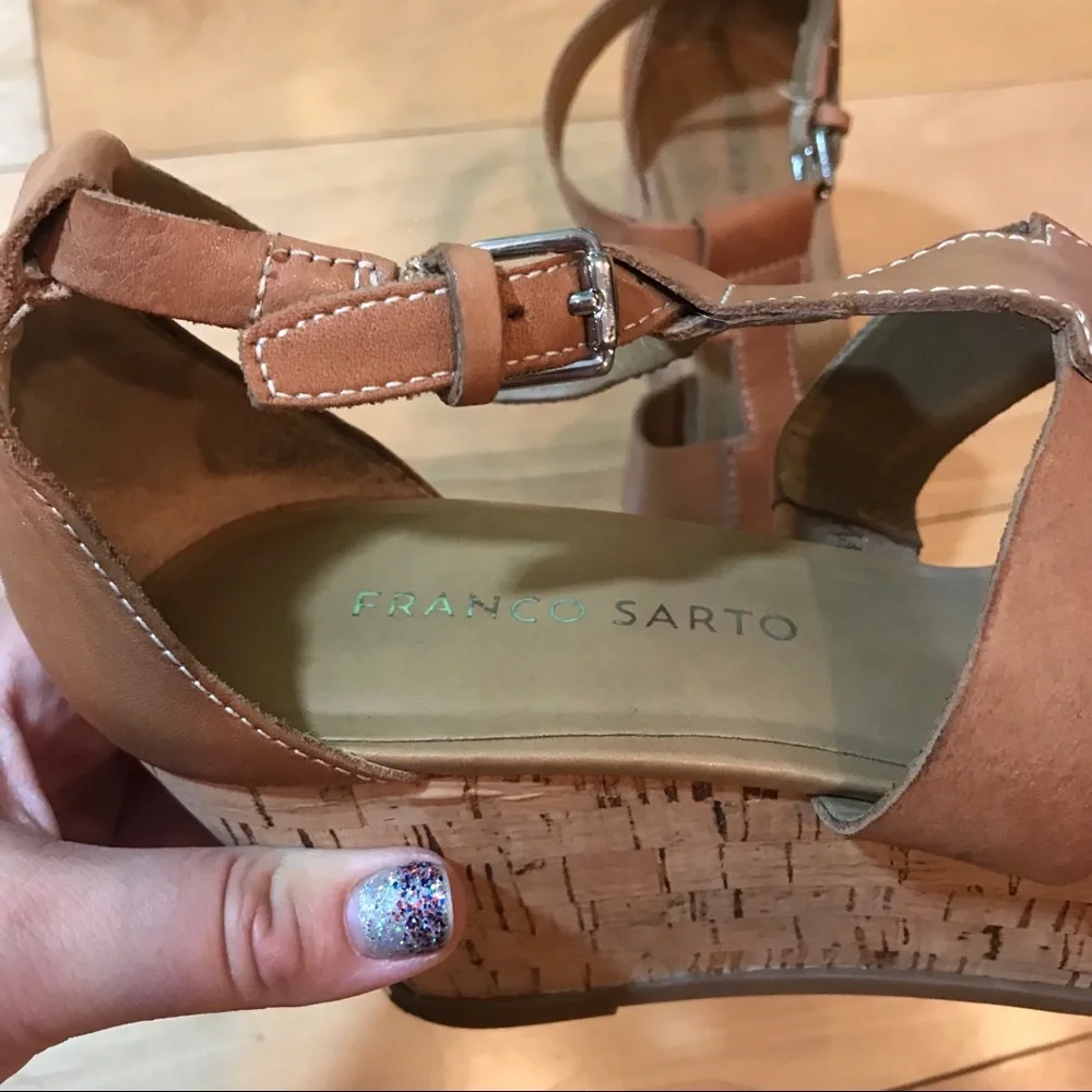 Franco Sarto Brown Leather Wedges 7.5 Falco Y2K